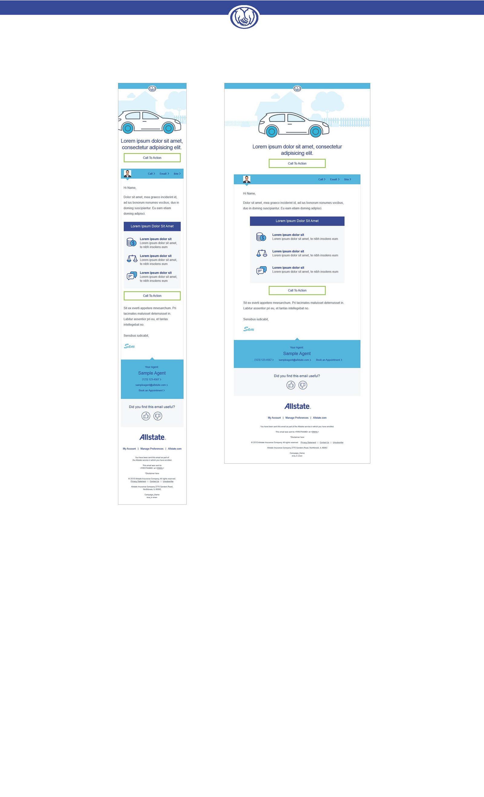 Allstate email campaign layout