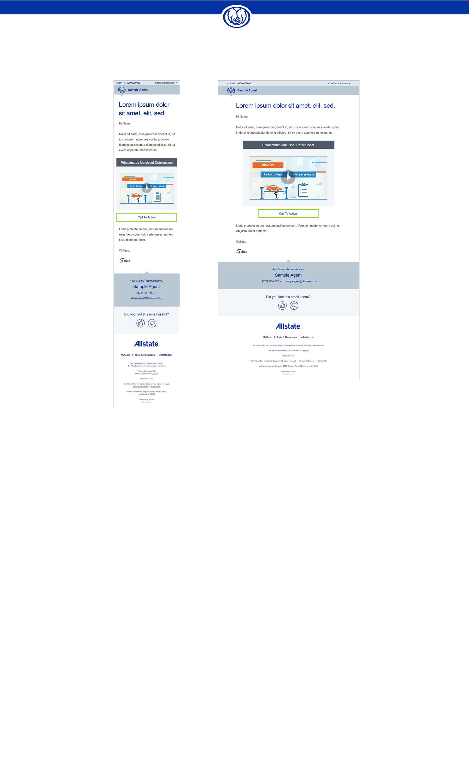 Allstate direct-mail design, vertical format